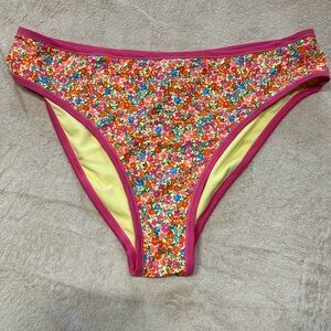Wild Fable Women’s Mid Rise Floral Cheeky Bikini Bottom 2X NWT Yellow Pink